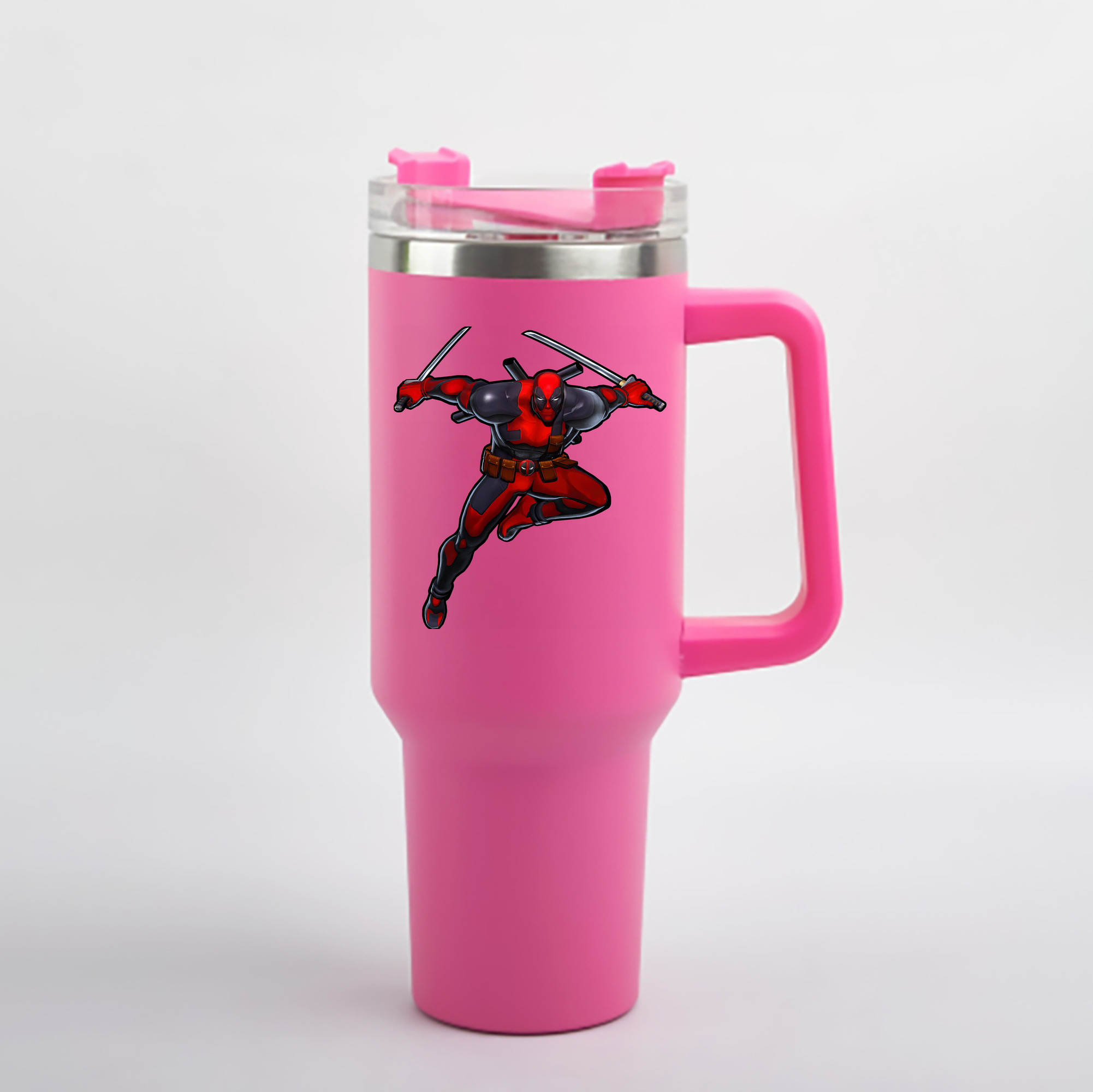 （画像用） Deadpool デッドプール 1200mL車用タンブラー - クリスタルステッカー（プラスチックストロー付き）